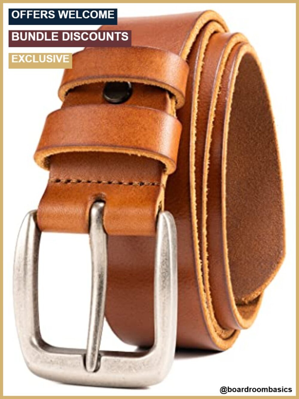 Full Grain Leather Men's Belt 1.5" Italian Solid Cowhide Vintage Buckle